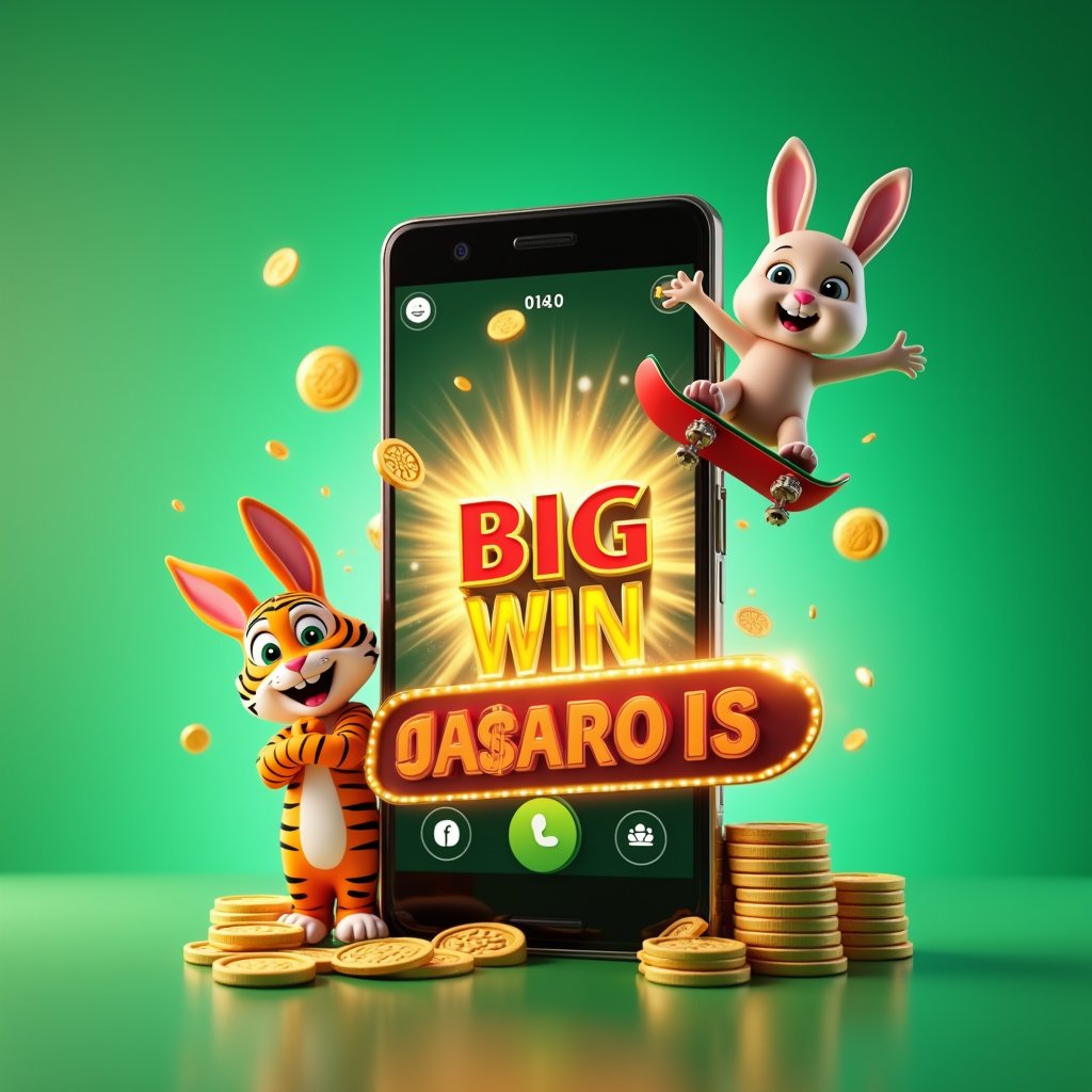 Smartphone displaying 6rwin88 app with cartoon characters celebrating a big win